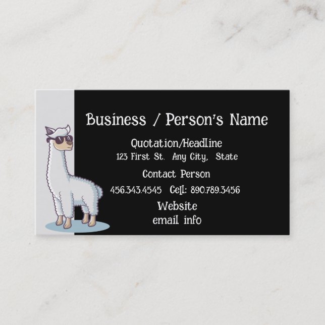 Fun Alpaca Nature Animal Custom Business Card (Front)