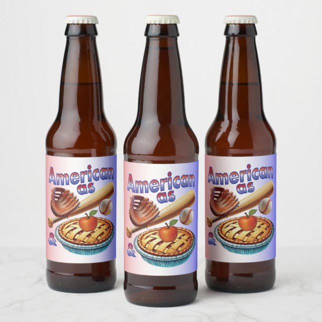 Fun American as Baseball & Apple Pie  Beer Bottle Label (Bottles)
