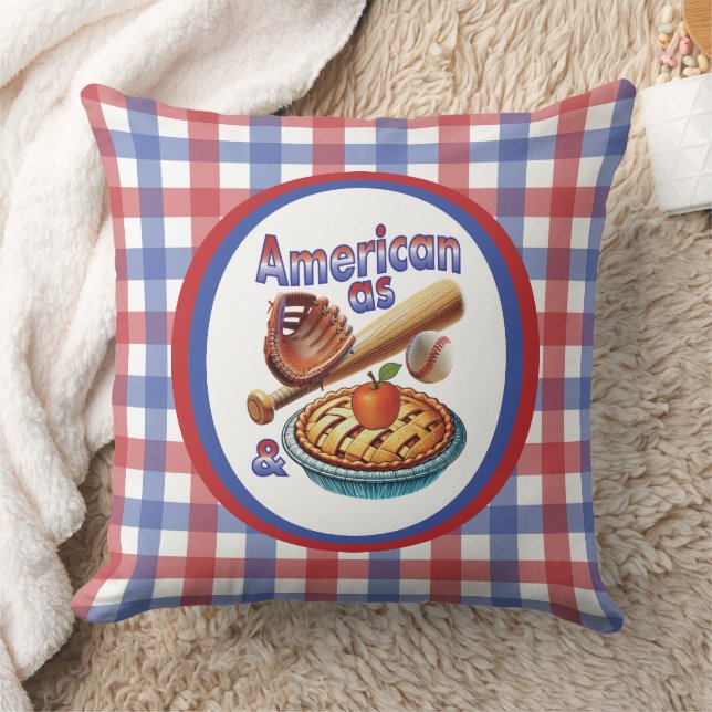 Fun American as Baseball & Apple Pie  Cushion (Blanket)