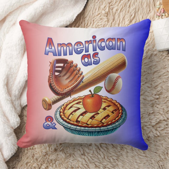 Fun American as Baseball & Apple Pie  Cushion (Blanket)