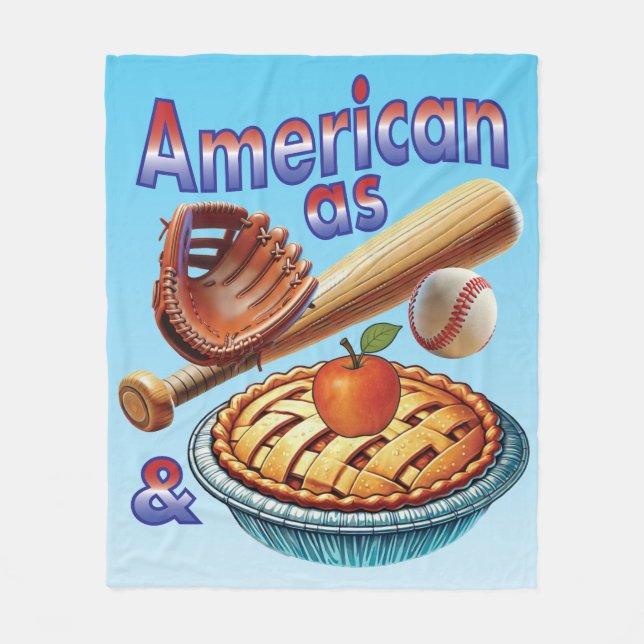 Fun American as Baseball & Apple Pie  Fleece Blanket (Front)