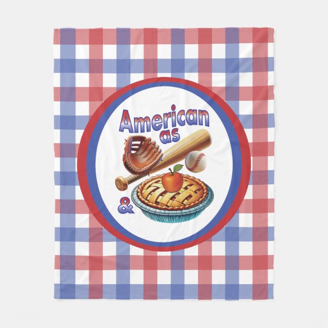 Fun American as Baseball & Apple Pie  Fleece Blanket (Front)