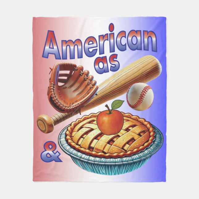 Fun American as Baseball & Apple Pie  Fleece Blanket (Front)