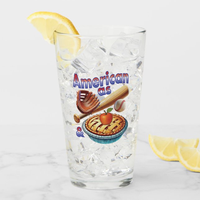 Fun American as Baseball & Apple Pie  Glass (Front Ice)