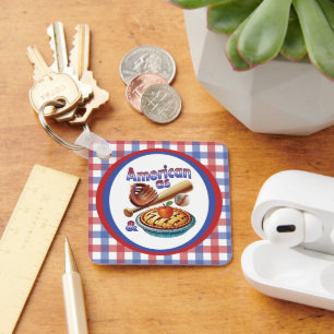 Fun American as Baseball & Apple Pie Key Ring