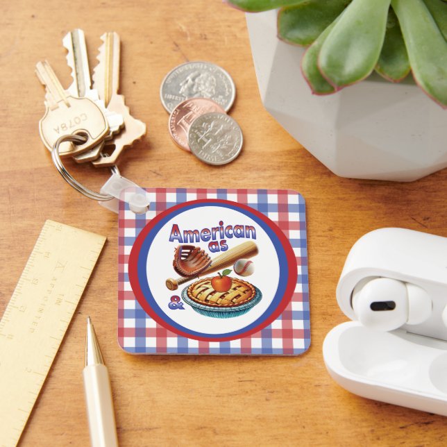 Fun American as Baseball & Apple Pie  Key Ring (Desk)
