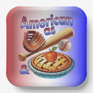 Fun American as Baseball & Apple Pie  Paper Plate