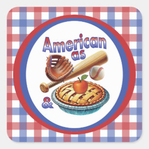 Fun American as Baseball & Apple Pie Square Sticker