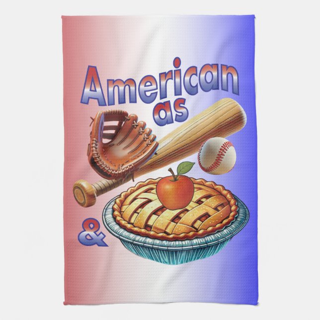 Fun American as Baseball & Apple Pie  Tea Towel (Vertical)