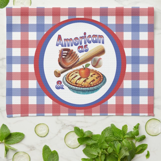 Fun American as Baseball & Apple Pie  Tea Towel (Folded)