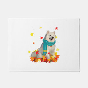 Fun American Eskimo Thanksgiving Autumn Dog Lover Doormat