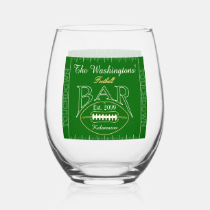Fun American Football Bar Drinkware Cocktail Stemless Wine Glass
