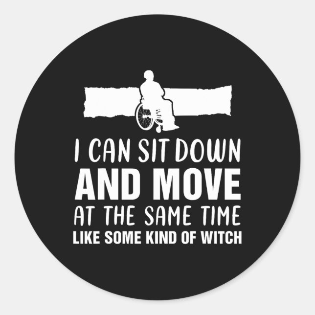 Fun Amputee People in Wheelchair Handicap Person D Classic Round Sticker (Front)