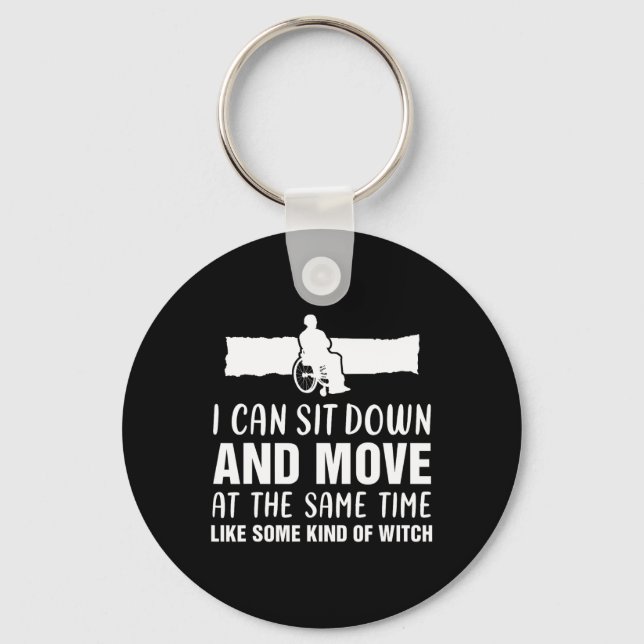 Fun Amputee People in Wheelchair Handicap Person D Key Ring (Front)