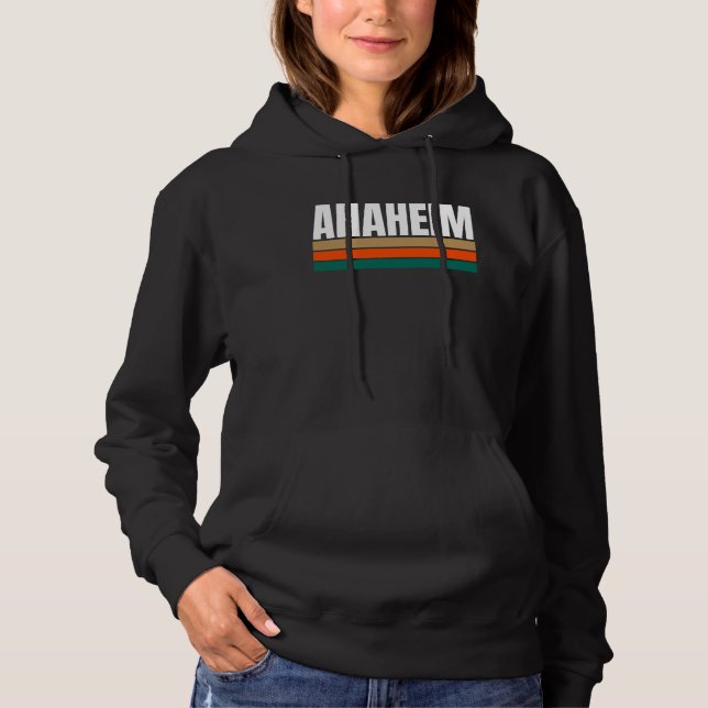 Fun Anaheim Brown Orange Teal Retro Striped Hometo Hoodie (Front)