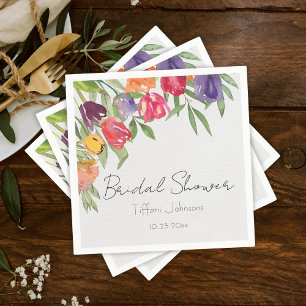Fun and Bright Tulips and Greenery Bridal Shower Napkin
