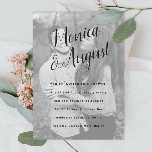 Fun and Casual Names Photo Couples Wedding Shower Invitation (Creator Uploaded)