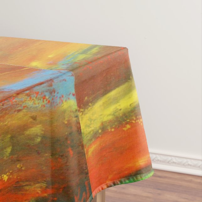 Fun and Colourful Abstract Painting Tablecloth (In Situ)