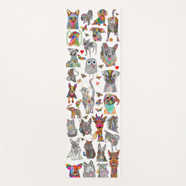 Fun and Colourful Animal Assortment Yoga Mat (Front)