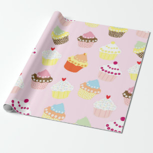Fun and Colourful Birthday Cupcakes Wrapping Paper