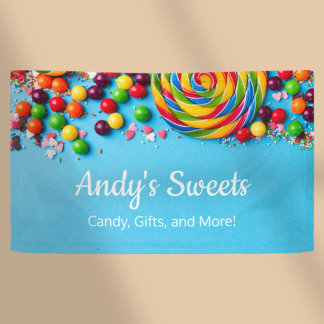 Fun and Colourful Candy Shop Sweets Store Business Banner