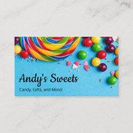 Fun and Colourful Candy Shop Sweets Store Business Card