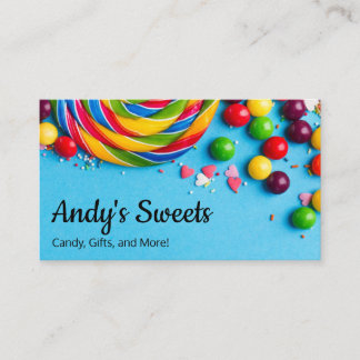 Fun and Colourful Candy Shop Sweets Store Business Card