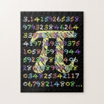 Fun and Colourful Chalkboard-Style Pi Calculated Jigsaw Puzzle<br><div class="desc">Here's a fun puzzle that's great for any math lover,  math teacher,  or classroom. It depicts Pi calculated to more than one hundred decimal places in a fun chalkboard style. The digits are many different colours and are superimposed over the Greek letter pi which is light yellow.</div>