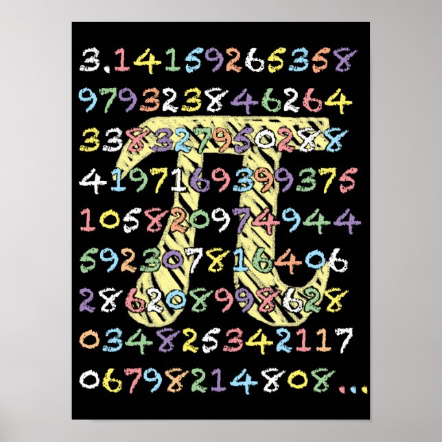 Fun and Colourful Chalkboard-Style Pi Calculated Poster (Front)