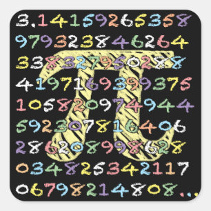 Fun and Colourful Chalkboard-Style Pi Calculated Square Sticker