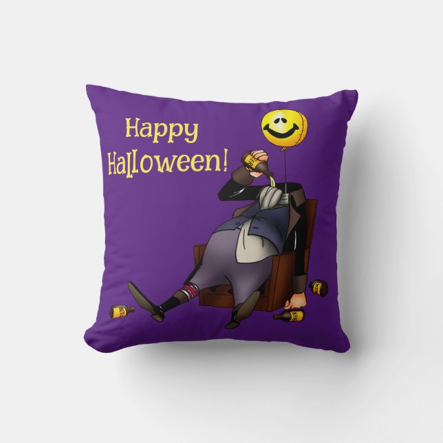 Fun And Colourful Halloween Throw Pillow (Front)
