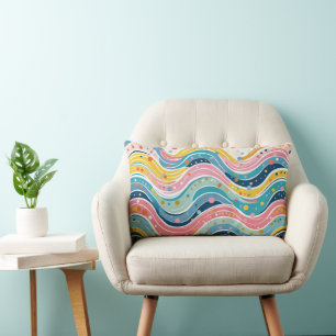 Fun and Colourful Hippie Abstract Art Lumbar Cushion