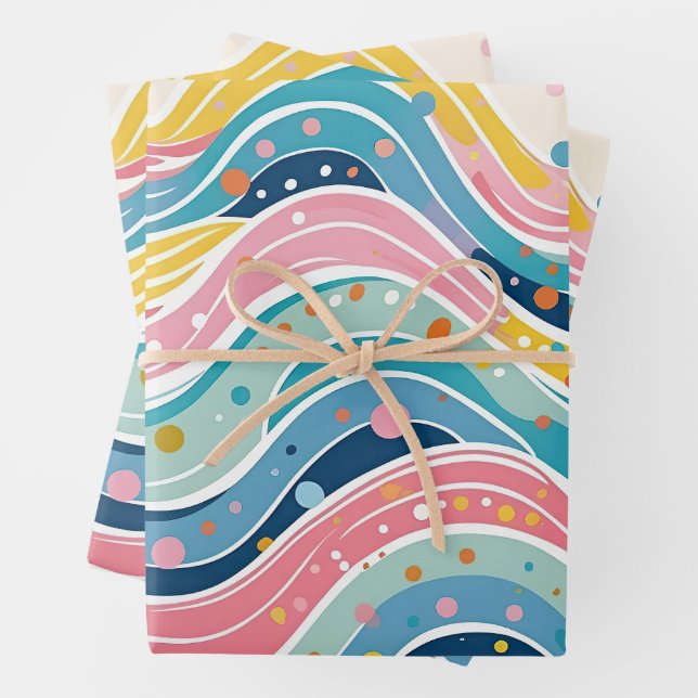 Fun and Colourful Hippie Abstract Art Wrapping Paper Sheet (In situ)