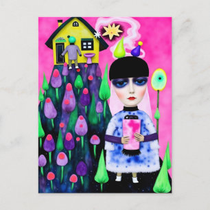 Fun and Colourful Mixed Media Collage Postcard