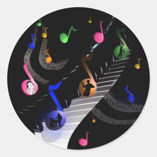Fun and Colourful Music notes Sticker (Front)