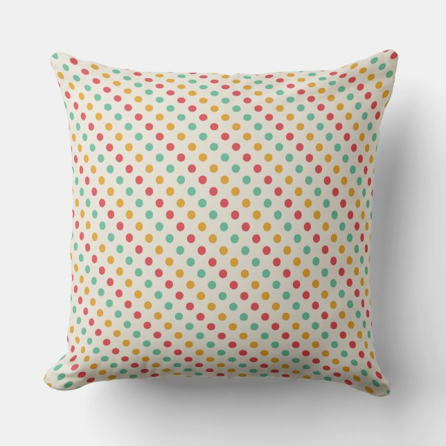 Fun and Colourful Polka Dot Pattern Cushion (Front)