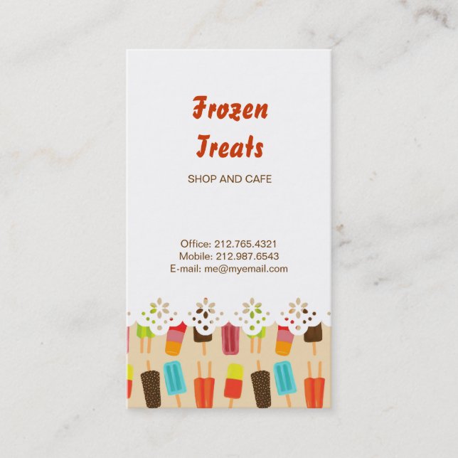 Fun and Colourful Popsicles Retro Pattern Business Card (Front)