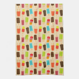 Fun and Colourful Popsicles Retro Pattern Tea Towel