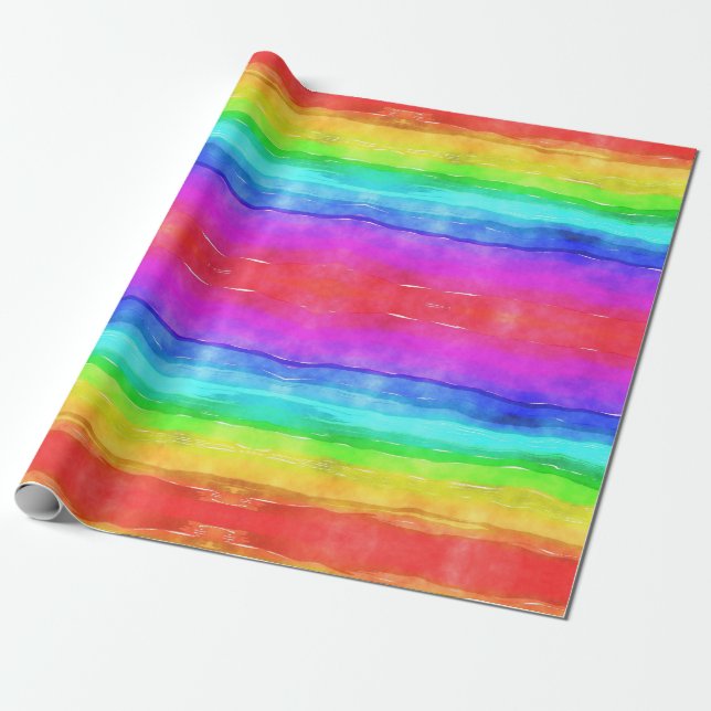 Fun and Colourful Rainbow Watercolor Wrapping Paper (Unrolled)