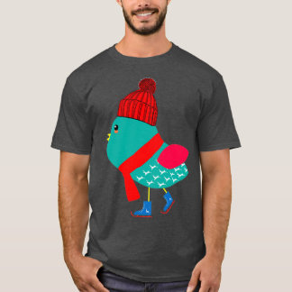 Fun and cute bird ice skating 4 T-Shirt