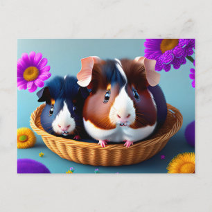 Fun and cute guinea pigs  postcard