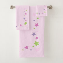 Fun and cute pink Towel set with stars