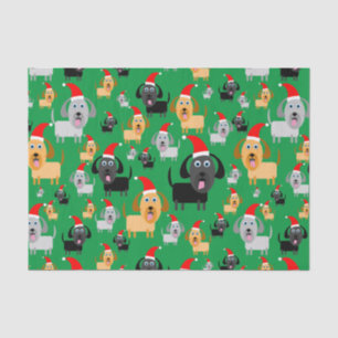 Fun and Cute Puppy Dogs in Santa Hats Tissue Paper