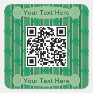 Fun and Fancy 4 Leaf Clover QR Code Square Sticker