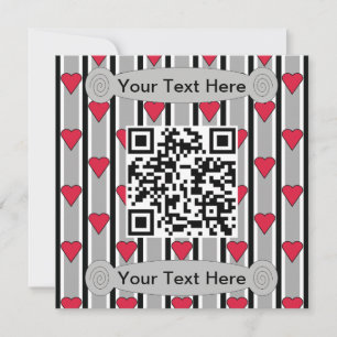 Fun and Fancy Black, Red, and White Heart QR Code Invitation