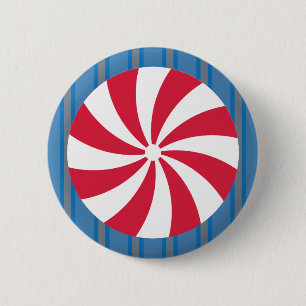 Fun and Fancy Blue Christmas Peppermint Candy 6 Cm Round Badge