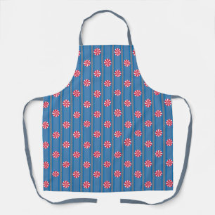 Fun and Fancy Blue Christmas Peppermint Candy Apron
