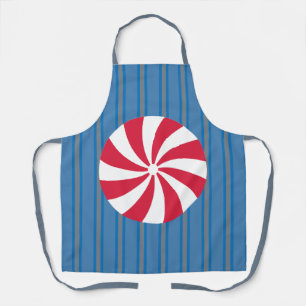 Fun and Fancy Blue Christmas Peppermint Candy Apron