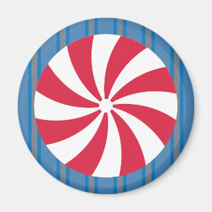 Fun and Fancy Blue Christmas Peppermint Candy Magnet