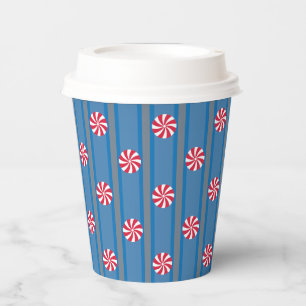 Fun and Fancy Blue Christmas Peppermint Candy Paper Cups